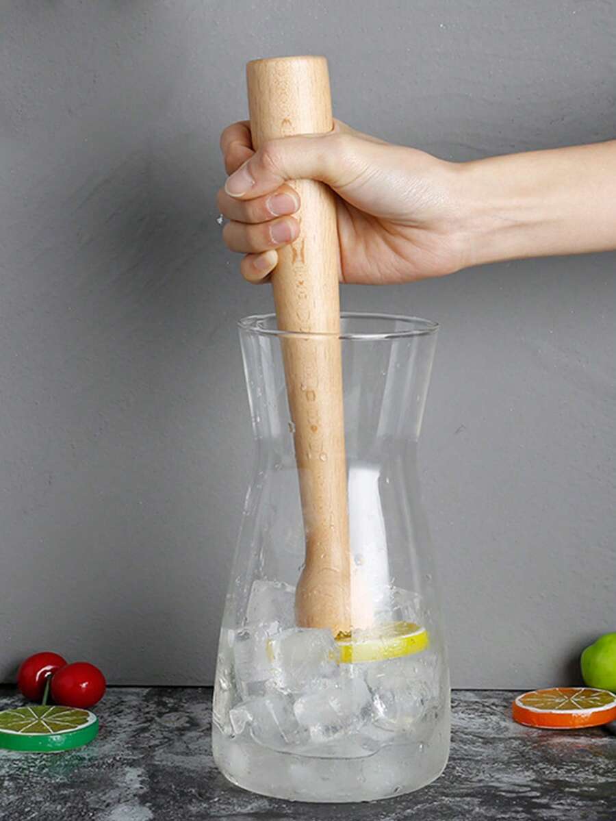 1件山毛榉木柑橘榨汁器，木制鸡尾酒捣棒，可用于碎冰、榨柠檬汁，是调制饮品、茶和冰沙的酒吧工具。