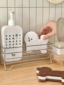 4 buc burete de spălat vase, lavetă abrazivă, burete de curățare a bucătăriei, burete compozit de spălat vase cu trei straturi, formă drăguță de câine, cadou perfect interesant