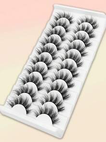 10 pares de pestañas postizas de ojo de gato natural, pestañas postizas artificiales 3D esponjosas, pestañas postizas 3D suaves y vaporosas adecuadas para varias ocasiones de cosplay y cómics