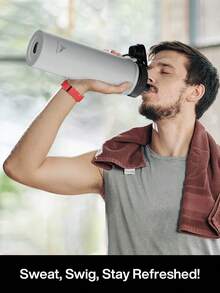 Powcan 26oz insulated stainless steel sports water bottle with spout and handle lid, wide-mouth bottle, double-wall stainless steel, leak-proof design, suitable for sports, outdoors, travel, school, and office - 白色 - 查看 10