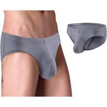 Mens Silk Underwear Briefs Pack Bulge Enhancing Pouch Stretch Bikini Underwear Straight Men L XL 2XL 3XLChristmas IVEB - 灰色 - 查看 10