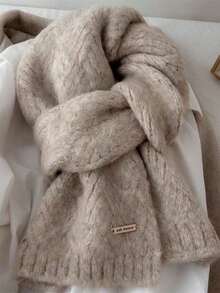 1 pezzo Sciarpa beige da donna, morbida e calda, collo lavorato a maglia spesso, adatto per studenti e abbigliamento, invernale per abiti - Blu - Visualizzare 5