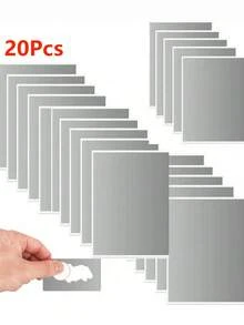 5张/10张大号刮刮贴纸，可随意裁剪，适用于卡片和DIY手工制作，长方形整张刮刮贴纸标签，可用于商业、婚礼游戏、派对礼品贴纸、剪贴簿用品、趣味贴纸、笔记本电脑贴纸、Kindle手机贴纸。 - 銀色 - 查看 9