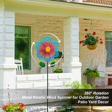 Metal Wind Spinners For Garden Decor - Outdoor Windmill Sculptures, Durable Yard Art ​Wind Spinners Metal Wind Spinner For Patio Lawn Ornament, Vibrant Red & Blue Garden Spinners Outdoor