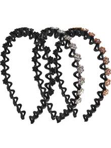 1 pieza Elegante diadema con flor de rhinestone con dientes de plástico y diadema antideslizante, adecuada para señoras y mujeres para uso diario de limpieza facial y cuidado de la piel, diadema, accesorios para el cabello, accesorios para la cabeza - Multicolor - Ver 25