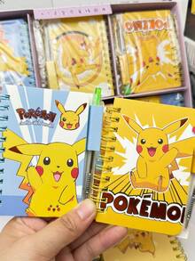 1/2/3pcs Official Pikachu Spiral Notebook & Pen Set, Cute Pokemon School Supplies Gift For Students, Kids, Fans - Multicolor - View 3