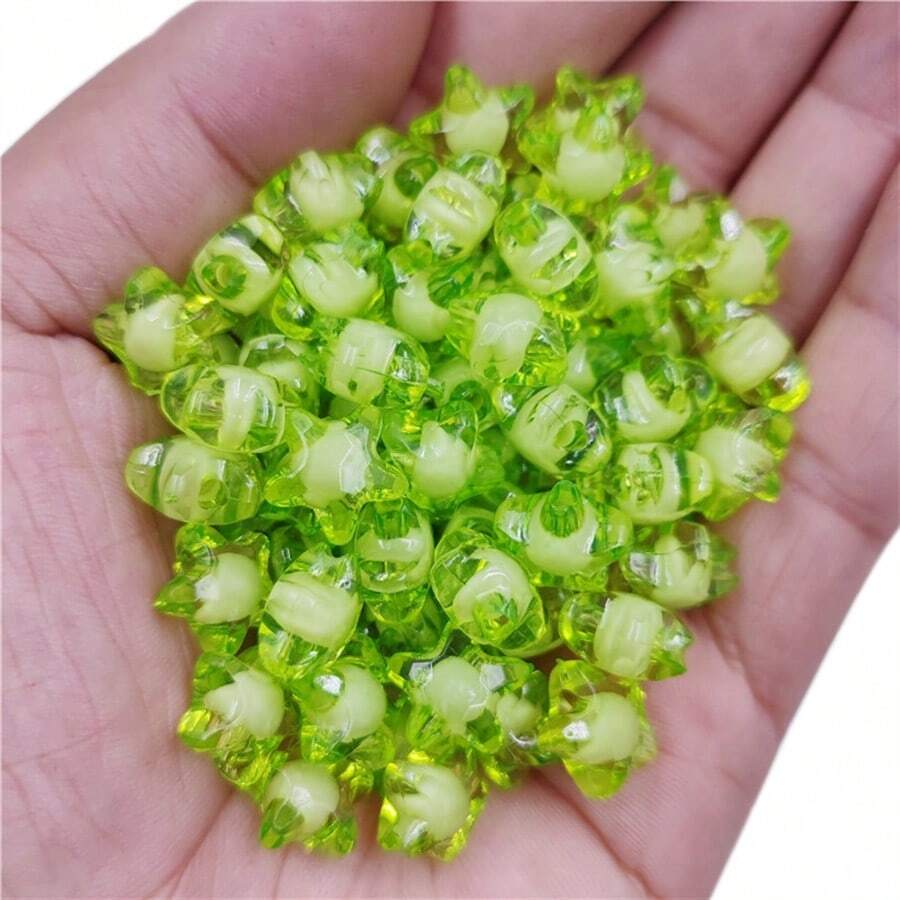 100Pcs 12mm Double Layer Star Beads DIY Craft For Necklace Bracelet Pendant Jewelry Making - Grass Green - View 1