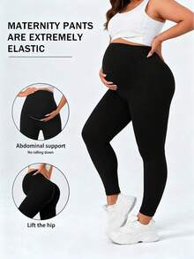 Autumn/Winter New Plus Size Maternity Pants, Super High Waist Elastic Casual Maternity Flare Pants, Adjustable Waistband, Comfortable Soft Yoga Leggings