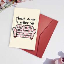 1pc Humorous Valentine's Day Card, "Asleep On The Sofa" Design, Perfect For Birthday, Anniversary, Holiday Gifting For Husband, Boyfriend, Wife, Girlfriend - Adult Humor Card - Multicolor - View 6