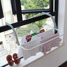 1pc Portable Foldable Clothes Drying Rack, Suitable For Drying Socks On Balcony Railing Or Window Sill, Compact And Space-Saving - White - View 8