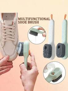 Multi-Functional Shoe Brush With Integrated Soap Dispenser - Ergonomic Handle, Durable Plastic, Soft Bristles, No Electricity Required - Multi-Functional Liquid Dispenser Shoe Brush, Athletic Shoe Cleaner, Household Shoe Washing Brush - Multicolor - View 3
