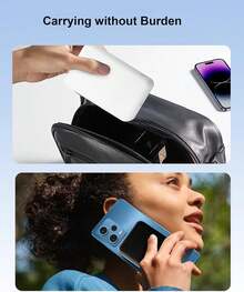 2025 Upgraded 5000mAhMagSafe Wireless Power Bank | 20W Fast Charging Ultra-Slim Magnetic Battery Pack | Hands-Free Stand Compatible With IPhone 12-17 Plus/Pro Max | Portable Emergency Charger For Summer Outdoor Travel Camping Hiking, Ideal Gift - 黑色 - 查看 10