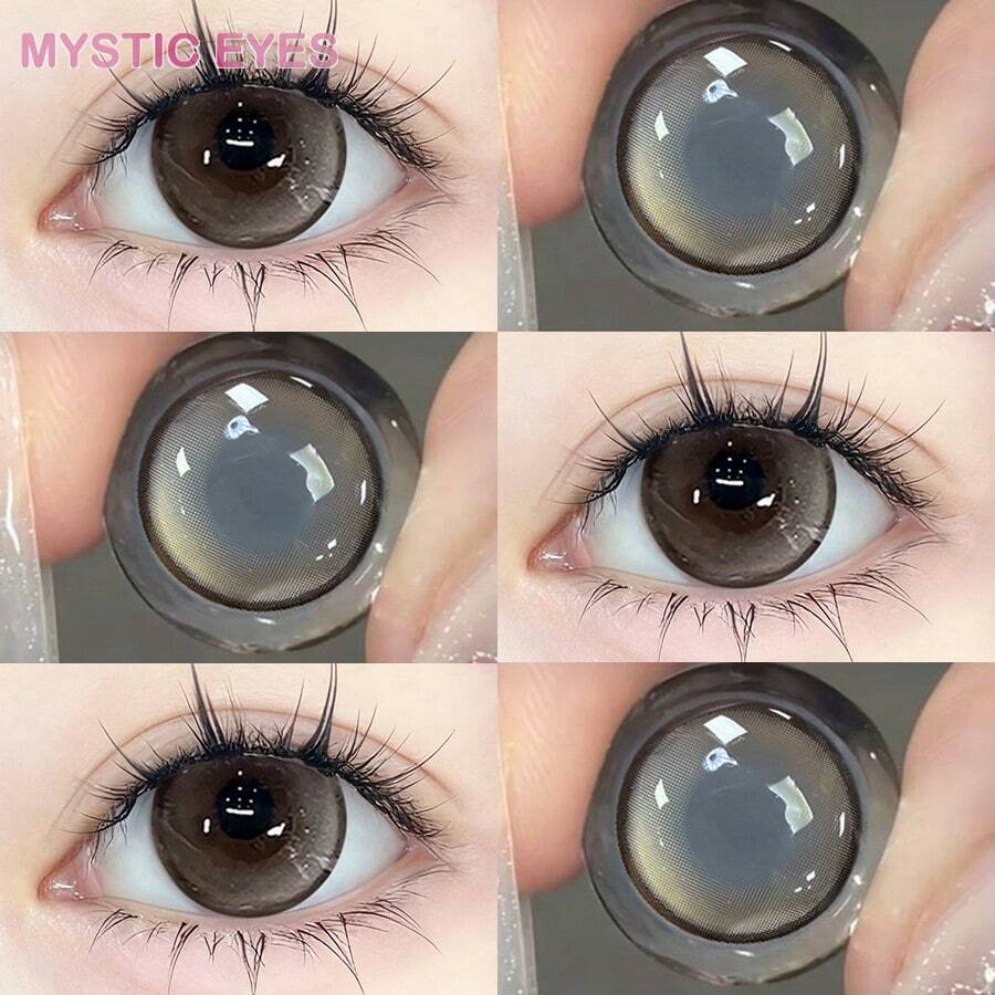 Mystic Eyes 1副棕色 0.00~6.00度数 14.5mm 年抛彩色隐形眼镜，含水量40%，温和，深邃放大双眼，佩戴舒适。