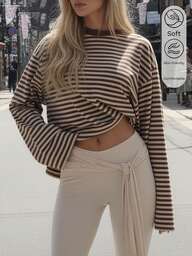 QUNGIGU Dames shirts met lange mouwen, casual, ronde hals, basic herfsttopjes, losse pasvorm, comfortabel