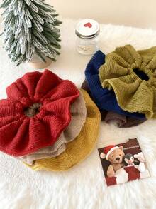 Oversized Korean Style Knitted Hair Scrunchies, Autumn/Winter Hair Ties, Large Spiral Hair Scrunchies, High-End Low Ponytail Hair Ties, New Women's Extra Large Black/White/Red/Green/Khaki Hair Scrunchies