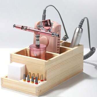 1 pieza Soporte de madera para brocas de máquina de uñas para entrenamiento de uñas, accesorios de arte de uñas, herramientas de manicura, caja de exhibición