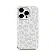 Minimalist Leopard Print Phone Case | Light Gray Leopard * Pure White Base, A Subtle Fashion Statement For IPhone 16 15 14 13 12 11 Pro Max 14 15 16 Plus XS XR X 8 7 Jelly Case - White Minimalist Leopard 466XS - 款式1(1pc) - 查看 2