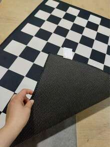 1pc Non-Slip Checkered Doormat - Soft Polyester Indoor/Outdoor Entry, Washable Black & White Welcome Front Door, Porch, Bedroom - Durable Easy-Clean Home Decor, Entryway |   Checkered Pattern |   Polyester Doormat, Rugs Front Door Soft Velvet Carpet,Multiple Sizes Available[Bathroom] [Bath][Bathroom Mats] Back To School Bathroom Kitchen Decor - màu đen - Xem 4