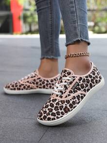 Zapatos sin tacón para mujeres - Zapatos minimalistas para caminar con absorción de impactos y cero tacón | Diseño de caja de punta ancha, ultra suave y cómodo para uso diario - estampado de leopardo - Ver 3