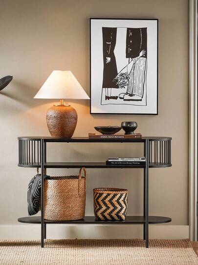 SoBuy Console Table, Hallway Table, Sideboard, Narrow Side Table, Sofa Table, Decorative Table, Black, W X H X D Approx. 110 X 76 X 39 Cm FSB90-SCH