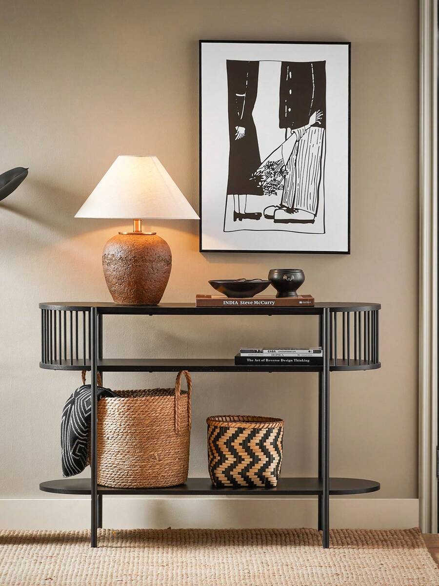 SoBuy Console Table, Hallway Table, Sideboard, Narrow Side Table, Sofa Table, Decorative Table, Black, W X H X D Approx. 110 X 76 X 39 Cm FSB90-SCH - Black - View 1