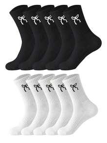 Bow Pattern Socks For Women White Black Running Hiking Dress Female Male School Work Hiking Funny On Dress Sock Winter Sock Four Season Valentine's Day - Multicolor - View 17