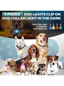 1pc Random Color LED Pet Pendant Collar, Waterproof Dog Collar Light For Outdoor Walking, Silicone LED Dog Collar Dog Tag Light For Night, Battery Included - Multicolor - View 9