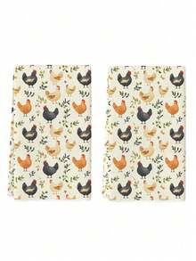 2pcs Vintage Chicken Kitchen Towels - Chicken Lady Themed Farmhouse Dish Towels Soft Absorbent Decorative Hand Tea Towels For Kitchen Bathroom Decor Perfect Chicken Mom Gift Birthday Christmas Housewarming Presents For Chicken Lovers Family Friends Who Adore Farm Aesthetics - Beige - View 4