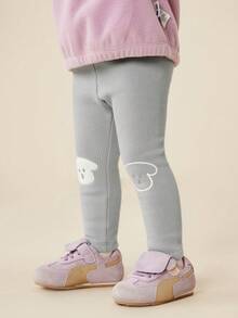 mini bala Girls High Waist Fleece Leggings Winter 2025, Soft Skin-Friendly Thermal Pants - Medium Gray - View 2