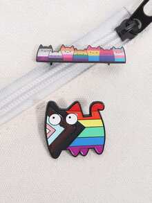 1 Set LGBT Rainbow Pride Cat Enamel Brooch, Cute Kitty Pet Metal Brooch, Backpack Lapel Badge, Accessory Gift For Best Friend - Multicolor - View 7