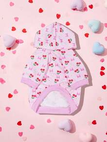 LUCKIE LABO Áo hoodie/áo nỉ họa tiết hoa anh đào màu hồng nhạt, dễ thương và giản dị, thích hợp cho chó nhỏ như Chihuahua, dùng được cả trong nhà và ngoài trời. - Màu Hồng baby - Xem 2