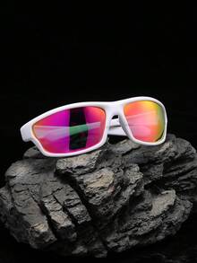 1pc Men's Polarized Solid Color Sports Eyeglasses, Fashion Minimalist Classic Versatile Eyewear, All Season - Multicolor - View 3