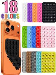 Dubbelsidigt silikonhandtag för telefon, sugkoppsstativ för telefonskal, handsfree-klibbig telefonhållare, lämplig för selfie och video, telefonfingergreppsställ, väggmonterad, bilmontering, lämplig för hem, kontor, badrum, kök, lätt att rengöra, spårfri, mjuk beröring, återanvändbart telefontillbehör