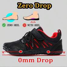 ZIITOP Men's Minimalist Trail Runner Zero Drop Workout Cross-Trainer Hiking Water Wide Toe Box Grounded Footwear Weightlifting Walking - 黑紅 - 查看 2