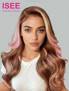 ISEE Hair Body Wave Wear Go Glueless Wigs 6*4 Transparent Lace Wig 18-26 Inch 180% Density Brown/Golden/Pink Color Pre-Plucked & Pre-Cut Lace Stylish Wig Natural Looking Versatile Style 100% Human Hair Wig Vacay Vibes Active Energy Travel Essential Holiday Outfits Bridesmaid Gifts - S4/PINK - View 2