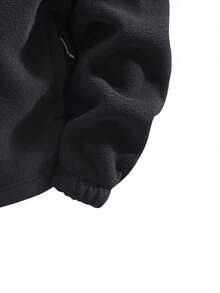 男士保暖运动夹克，复古时尚休闲外套，秋冬黑色 - 黑色 - 查看 4