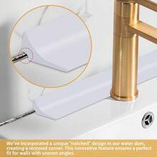 1 pieza Protector de salpicaduras de esquina autoadhesivo de 2m/78.74 pulgadas y tira de sellado para encimeras de cocina, fácil instalación, para protección de superficies húmedas, barrera impermeable para baño, protector de salpicaduras de baño elegante y flexible - Multicolor - Ver 2