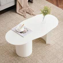 Sturdy And Durable 100 Cm Long White Irregular Coffee Table - High-Quality MDF, Lacquered Surface, Delicate Feel, Irregular And Elegantly Curved Tabletop. - White - View 3