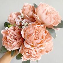 1 pieza Ramo de flores artificiales de peonía vintage con 11 tallos y 7 cabezas, adecuado para decoración del hogar, decoración festiva, arreglos florales DIY, jardín, patio, ramo de novia, decoración de boda, decoración de hotel, centro de mesa - Rosa - Ver 3