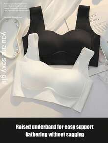 4 piezas/Paquete Sujetadores inalámbricos suaves y sin costuras para mujeres, sujetadores inalámbricos cómodos para dormir, ajuste talla AB, color aleatorio - Multicolor - Ver 7