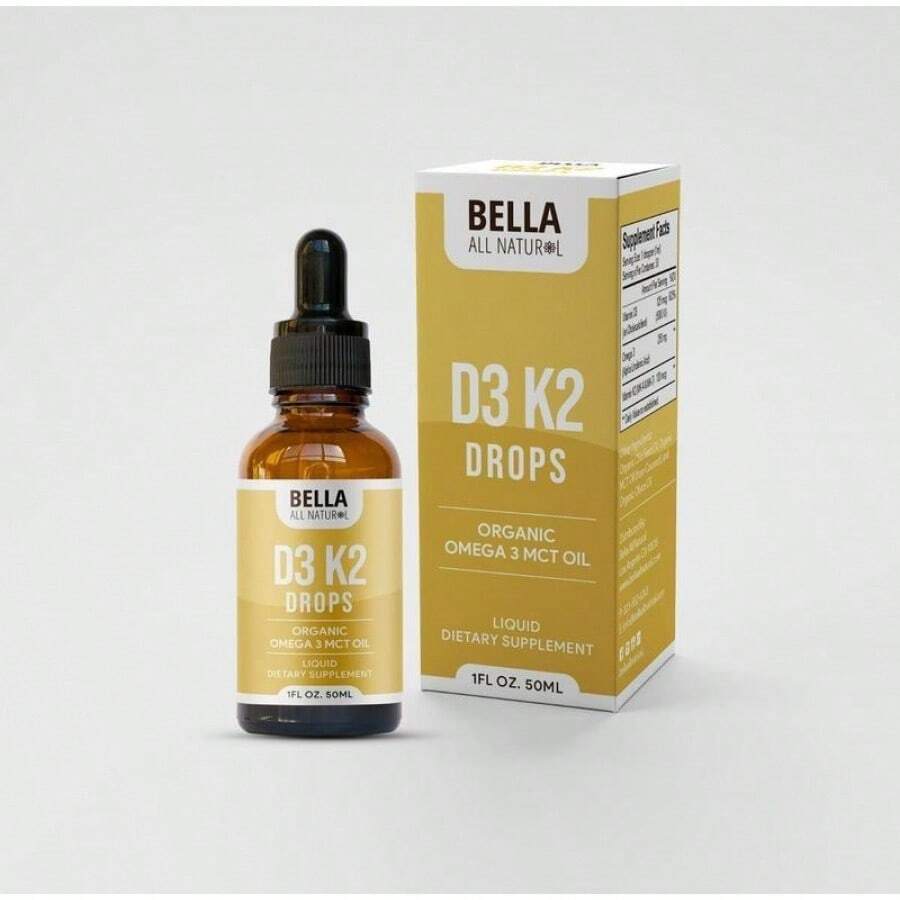 Bella  D3 K2 Drops Organic Omega 3 MCT Oil 50ml Supplement For Daily Health Needs Liquid Dietary - 1 cái - Xem 1