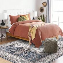 9x12 Area Rugs Living Room - Large Boho Stain-Resistant Rugs With Non-Slip Backing, Vintage Design Bedroom, Beige/Brown, Home Decor Floor - Navy - View 3
