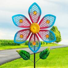 Metal Wind Spinners For Garden Decor - Outdoor Windmill Sculptures, Durable Yard Art ​Wind Spinners Metal Wind Spinner For Patio Lawn Ornament, Vibrant Red & Blue Garden Spinners Outdoor