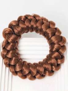 高弹力手工编织假发发圈，丸子头发绳，马尾辫发饰，发圈，橡皮筋，发绳弹力带 - 彩色 - 查看 6