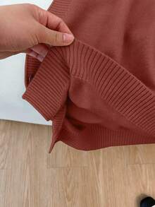 Cozy Cuff Sweater Vest - Soft, Sleeveless, Solid Color Knit Vest For Spring And Fall, Comfortable Casual Women's Wear For Everyday Wear - Redwood - View 7