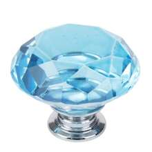 10pcs Crystal Glass Diamond Cabinet Knobs - Light Blue, 1.18 Inch Diameter, Chrome Plated Surface - Baby Blue - View 8