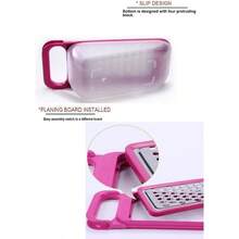 Tenta Kitchen Good Grips Complete Grater and Slicer Set 4 in 1 Onion Chopper Vegetable Slicer Fruit and Cheese Cutter Container With Storage Lid Pink - 4 en 1 rojo - Ver 3