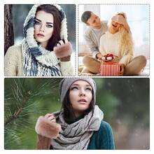 2 Pairs Furry Arm Warmers Fingerless Gloves Soft Fluffy Knitted Khaki Thumb Holes Gloves Winter Crochet Faux Fur Knitting Wrist Mittens Arm Sleeves For Women Writing Painting Typing Cycling,Khaki - 卡其色 - 查看 6