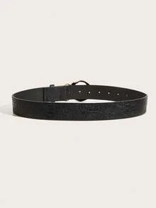 1pc Women's Vintage Alloy PU Grape Pattern Belt, Suitable For Daily Use - Black - View 3