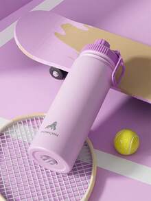 Powcan 18oz stainless steel sports water bottle with spout and handle lid, wide-mouth bottle, double-layer stainless steel, leak-proof design, suitable for sports, outdoor activities, travel, school, and office - 淺紫色 - 查看 9